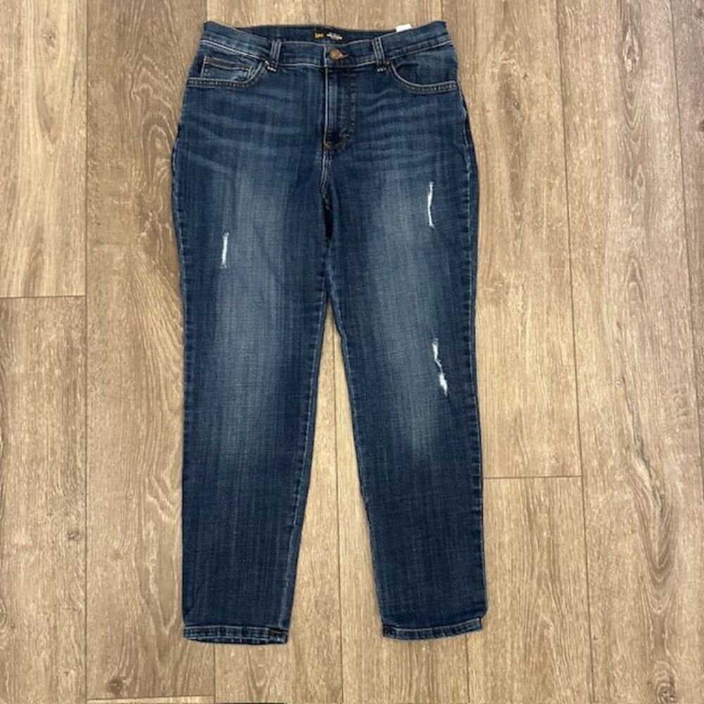 Lee Relaxed Fit Girlfriend‎ Mid-Rise Women's Distressed Jeans Size 10M